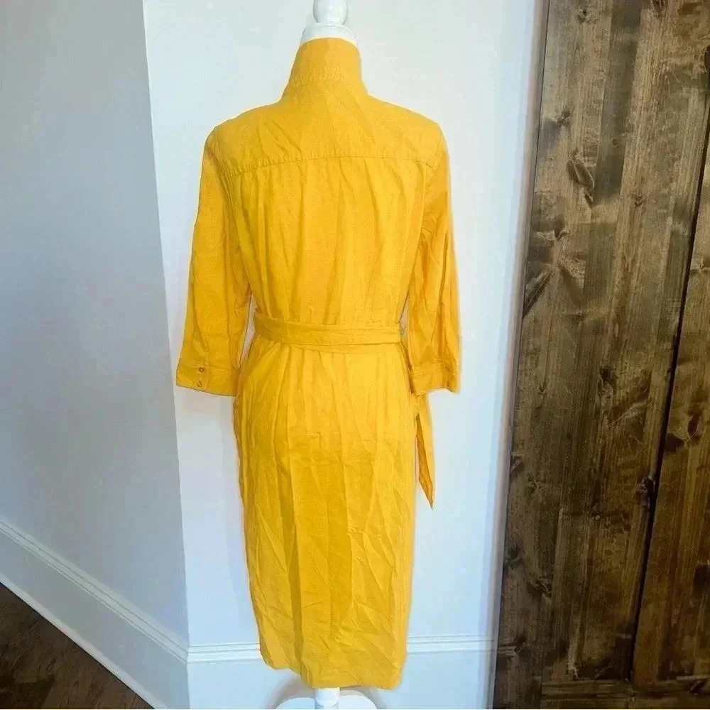 Boden Yellow Shirtdress Dress 8 - Picture 6 of 7
